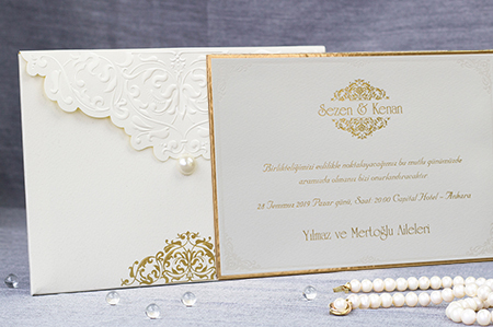 İnci Detaylı Lüks Davetiyeler