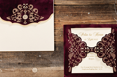 Dantel Detaylı Lüks Davetiyeler