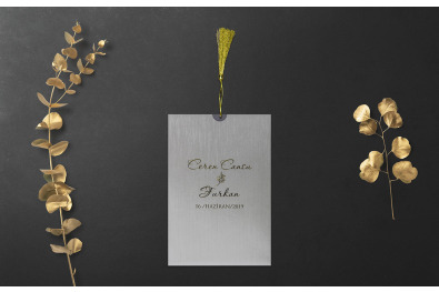 Bohem Stylish Buzlu Şeffaf Asetat Düğün Davetiyesi BH295