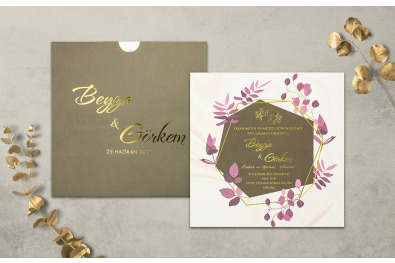 Bohem Stylish Düğün Davetiyesi BH252