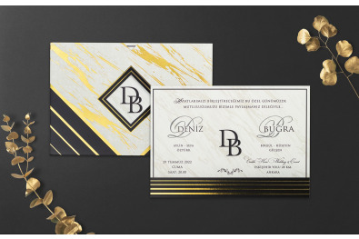 Bohem Stylish Düğün Davetiyesi BH272