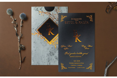 Bohem Stylish Düğün Davetiyesi BH256