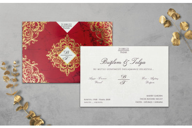 Bohem Stylish Düğün Davetiyesi BH240