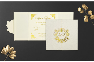 Bohem Stylish Kalın Flok Düğün Davetiyesi BH303