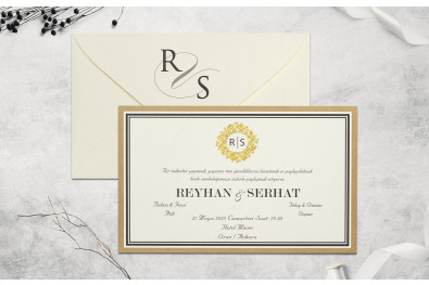 Bohem Stylish Düğün Davetiyesi BH273