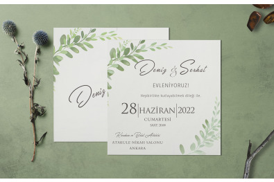 Bohem Stylish Düğün Davetiyesi BH292
