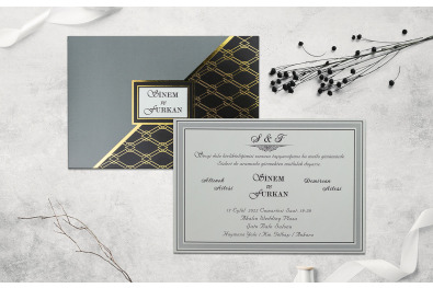 Bohem Stylish Düğün Davetiyesi BH253