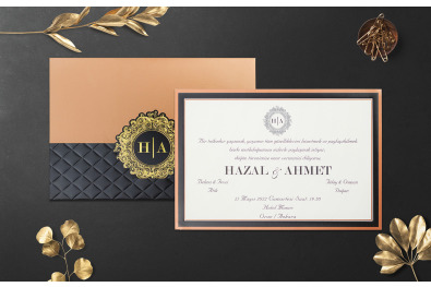 Bohem Stylish Düğün Davetiyesi BH284